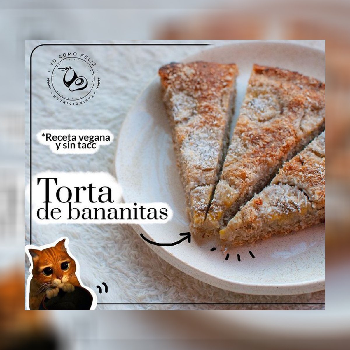 Torta de bananitas vegana sin tacc